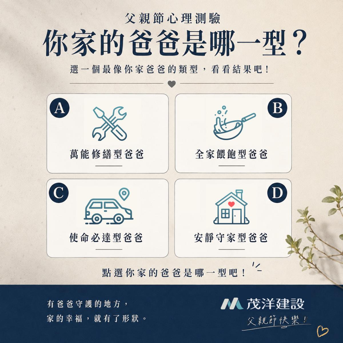 父親節心理測驗｜你家的爸爸是哪一型？