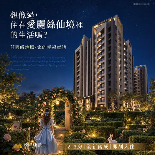 想像過,住在愛麗絲仙境裡的生活嗎?莊園級地標,家的幸福童話【茂洋馥域】2-3房|全新落成|家的幸福童話